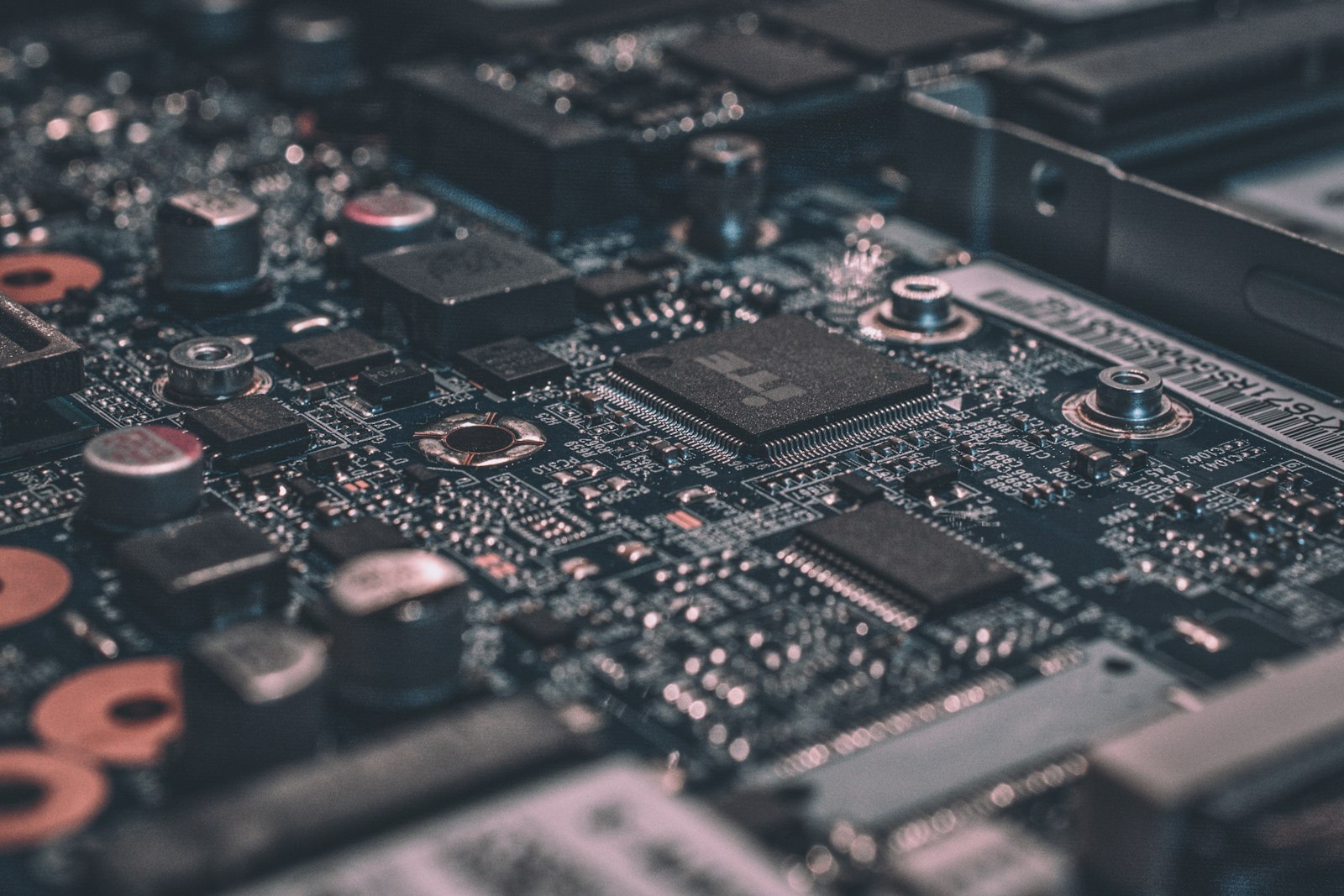 Macro view of components on a printed circuit board